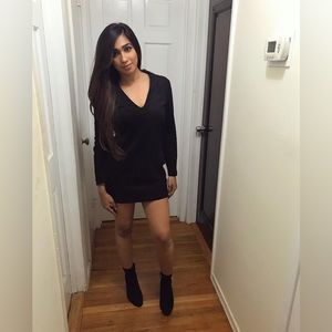 Black suede mini dress with gold buttons size s